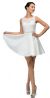 Lace Bodice Beaded Waist Short Homecoming Graduation Dress in Off White